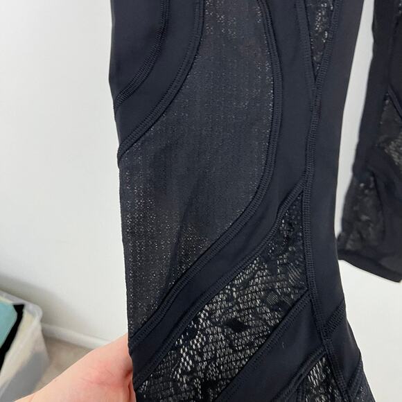 Lululemon Wunder Under High Rise Tight 25" Black Lace Women Size 8 - Picture 9 of 12